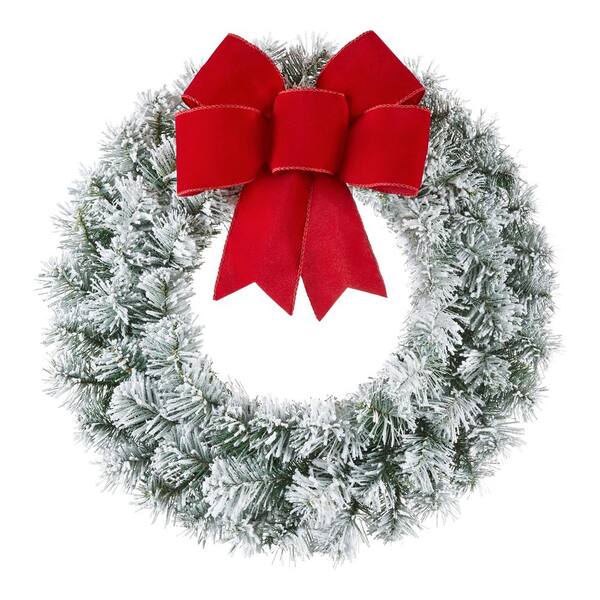 Home Accents Holiday 24 in Flocked Noble Pine Wreath 21GE20080 - The ...