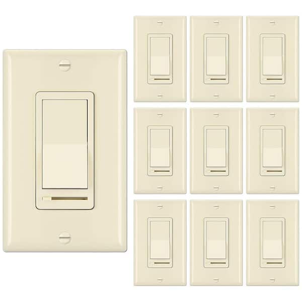Lukyamzn Beige Rocker Dimmer Switch for Dimmable LED, Halogen and Incandescent Bulbs, Single-Pole or 3-Way (USP-LS02-6PK) 10-Pack