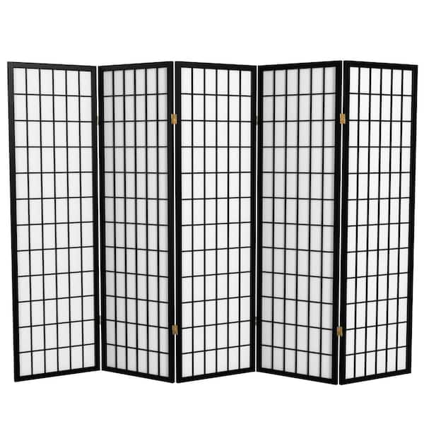 Oriental Furniture 5 ft. Black 5-Panel Room Divider