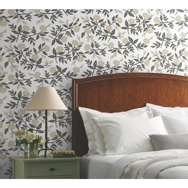 Peonies Gold Floral Premium Peel and Stick Wallpaper