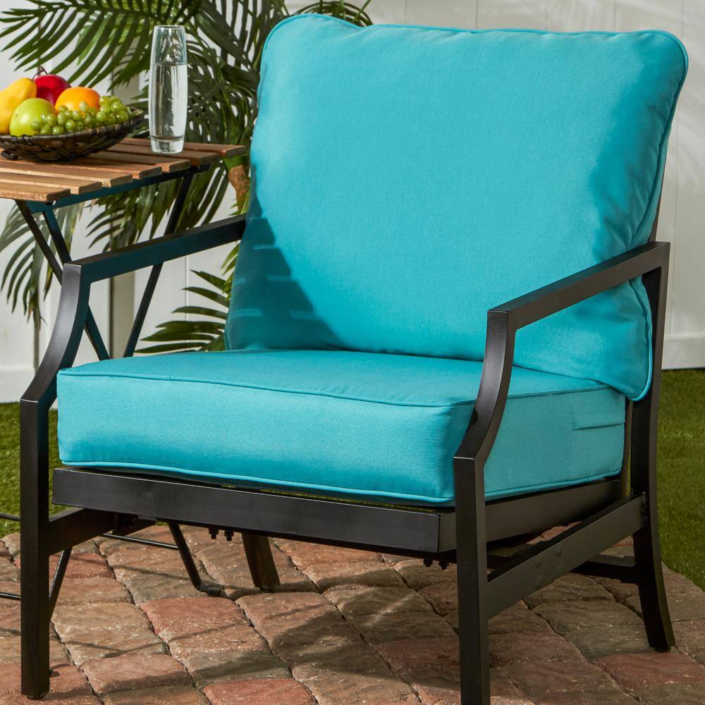 Teal Polyester Deep Seat Cushion Set for Outdoor Chairs