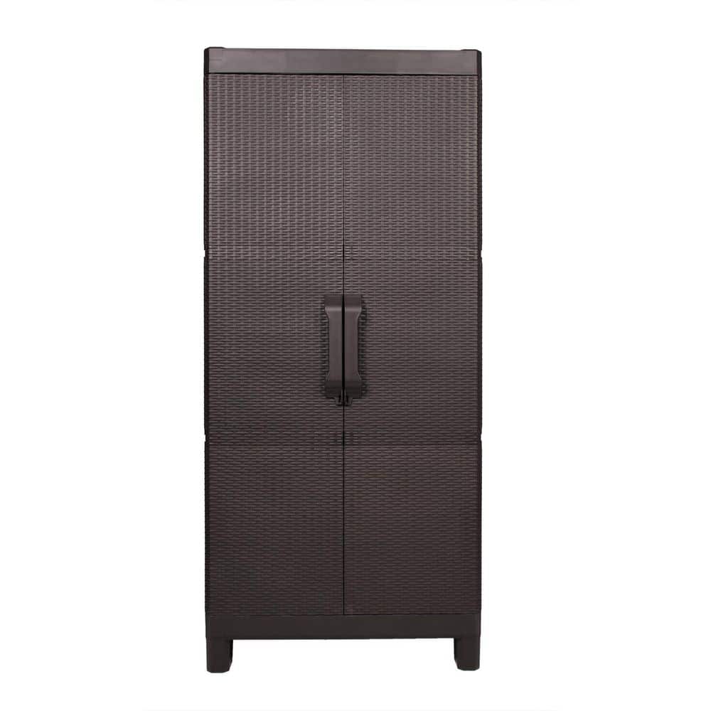 25.59 in. W x 57.48 in. H x 15.75 in. D 3-Shelf Plastic Freestanding Cabinet in Espresso price history on PriceWatchPro
