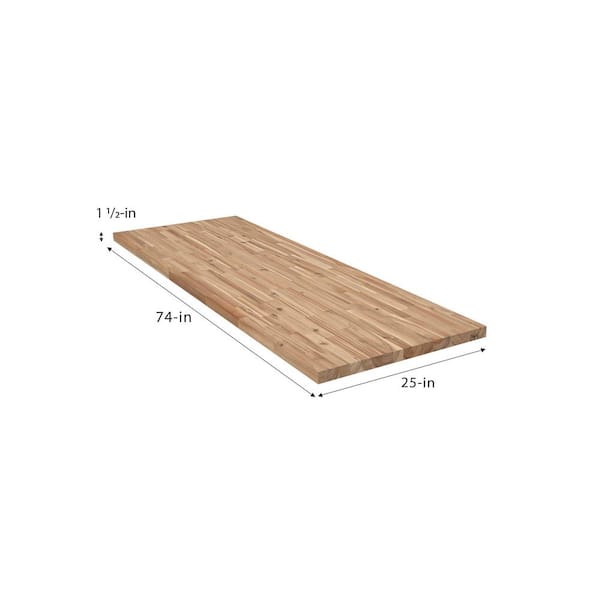 6 ft. L x 25 in. D Unfinished Acacia Solid Wood Butcher Block Countertop With Square Edge
