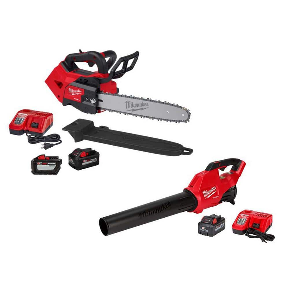 M18 FUEL 14 in. Top Handle 18V Lithium-Ion Brushless Cordless Chainsaw w/Blower, (2)8.0 Ah, 12.0 Ah Battery, (2)Charger -  Milwaukee, 2826-24-2122t