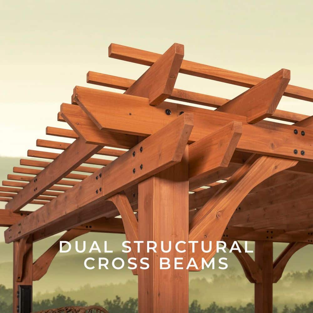 Beaumont 24' x 12' Cedar Wood Patio Pergola with Trellis Roof