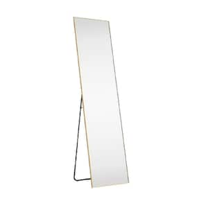 Full Length 16 in. W x 59 in. H Rectangle Aluminum Gold Standing Mirrors, Body Dressing Wall-Mounted Floor Mirror