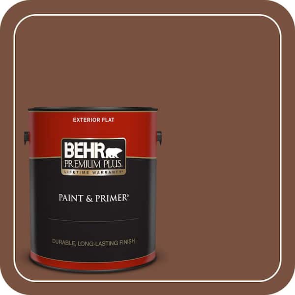 BEHR PREMIUM PLUS 1 gal. #S200-7 Earth Fired Red Flat Exterior Paint & Primer