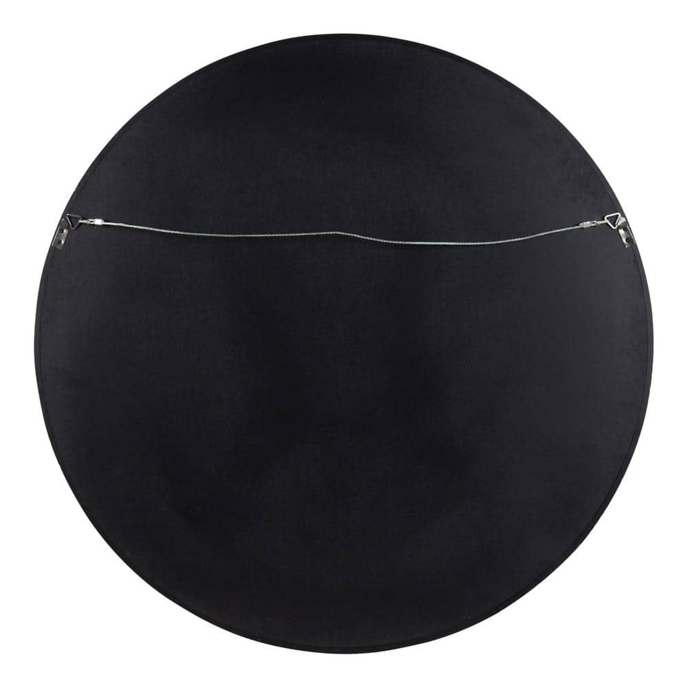 Graywash Poplar Wood Round Wall Mirror, 28 Inch