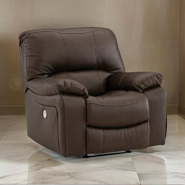 Dark Brown Upholstery Power Rocker Recliner with Cushioned Seat