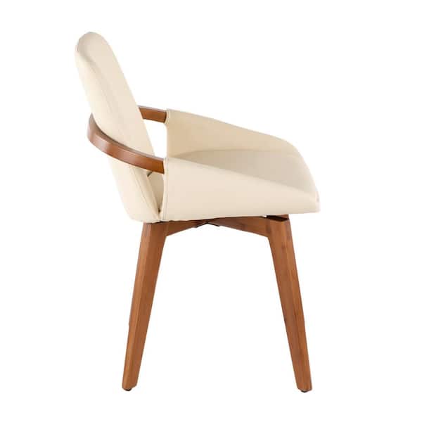 Lumisource Cosmo Walnut Wood and Cream Faux Leather Chair CH-COSMO