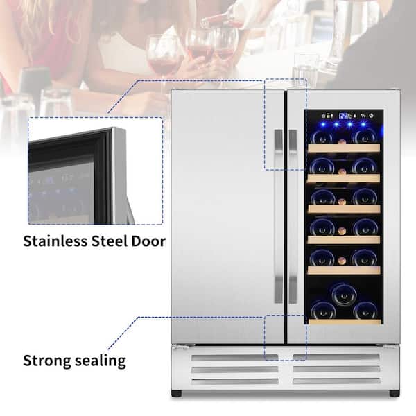Hooure Dual Zone 24 in.20-Bottle Wine and 88-Can Built-In and