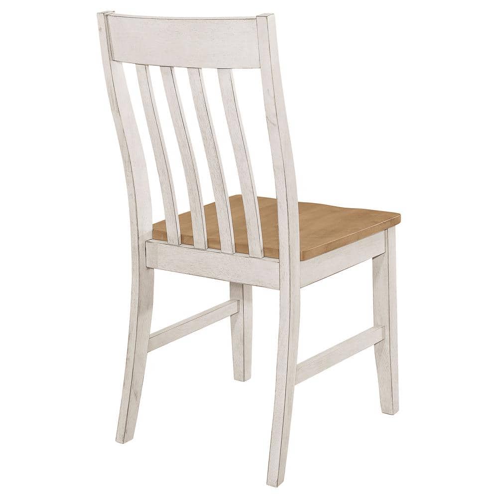 Rustic White Wood Slat Back Side Chair Set
