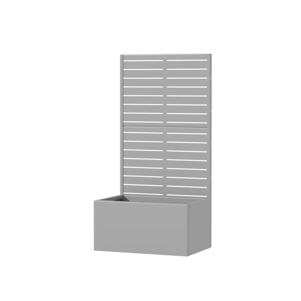 47 in. L x 24 in. W x 12 in. H Rectangular Planter with Louvered Trellis, Gray Metal, Outdoor (1-Pack) price history on PriceWatchPro