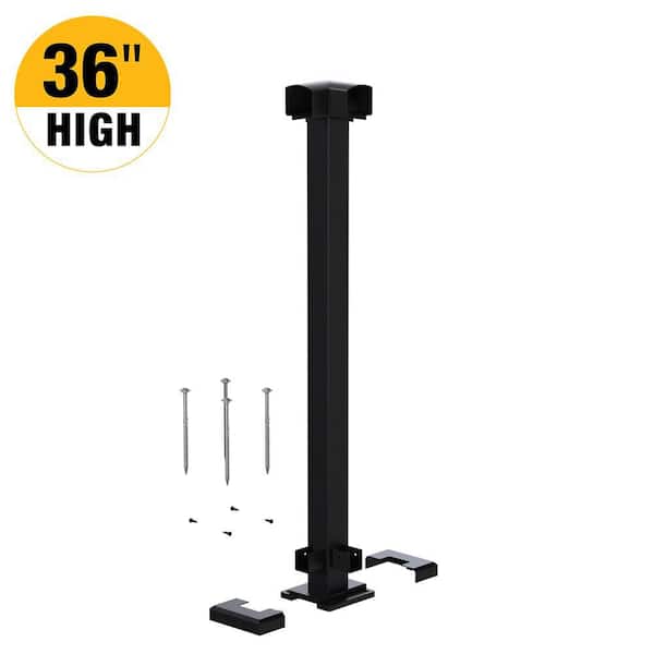 PEAK Aluminum Railing 36 in. H x 4-11/16 in. W Matte Black Aluminum Deck Railing Corner Post Kit