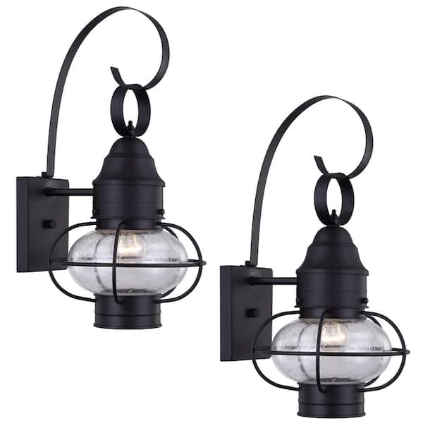 Pia Ricco 1-Light Black Outdoor Wall Lantern E26 Base Max 60-Watt (4-Pack)