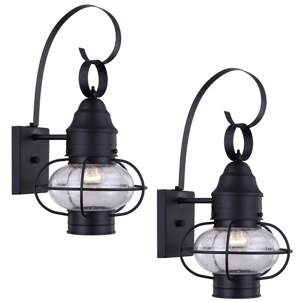 1-Light Matte Black Fixture Outdoor Lantern Wall Sconce Light (2-Pack) price history on PriceWatchPro