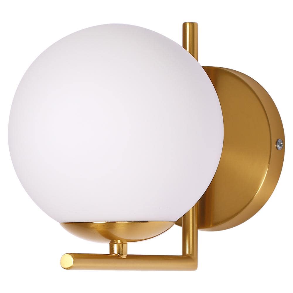 1-Light Gold Globe Wall Sconce with Frosted Glass Shade price history on PriceWatchPro