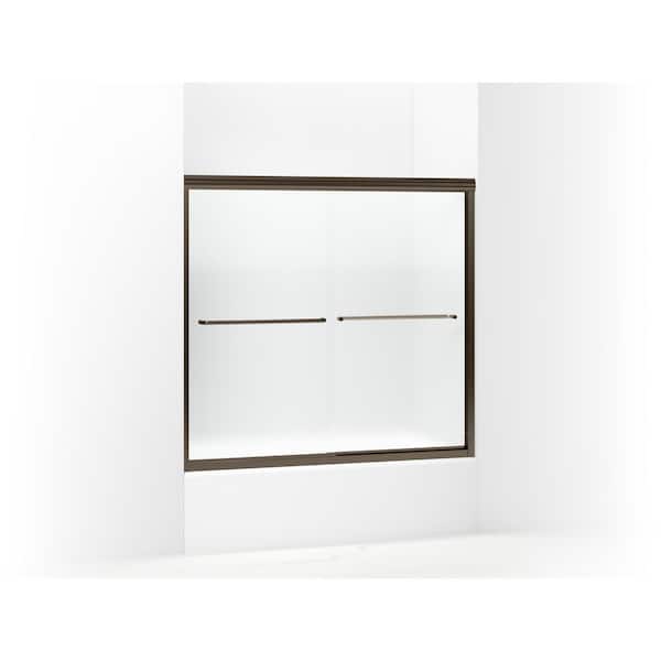 STERLING Finesse 59-5/8 in. x 55-3/4 in. Semi-Framed Sliding Tub/Shower Door in Deep Bronze with Handle