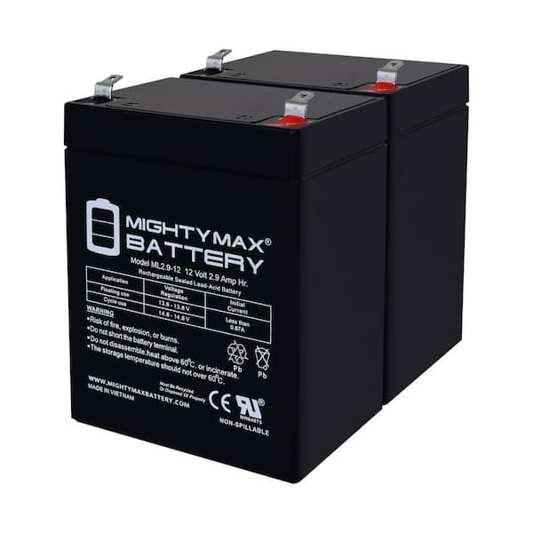 Mighty Max Battery 12-Volt 2.9AH F1 SLA Replacement Battery Compatible with Duracell Dura 12-2.9F - 2-Pack
