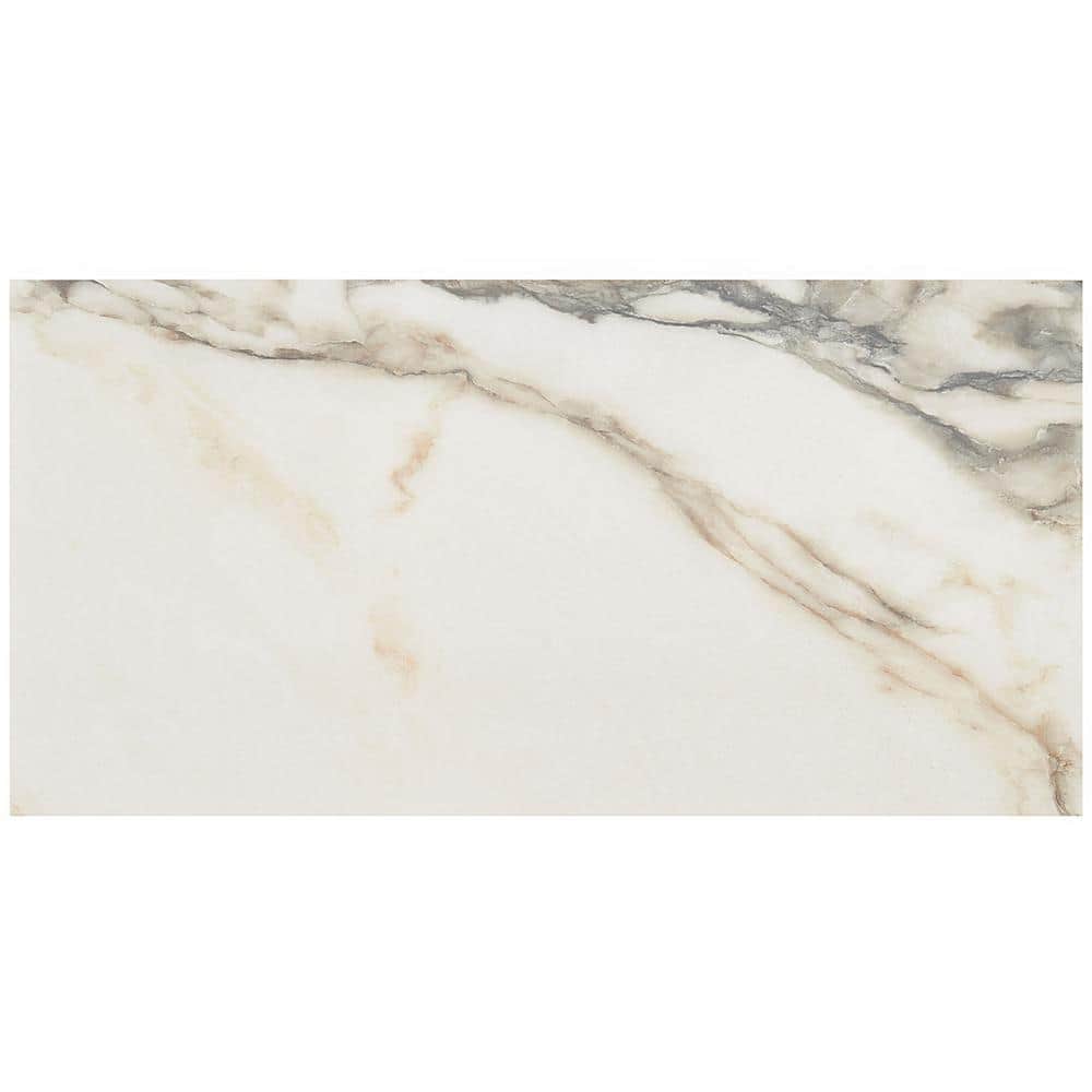 Calacatta Rustico 12" x 24" Polished Marble Look Porcelain Tile