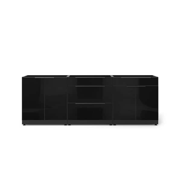Outdoor Kitchen Aluminum Black 96 in. W x 35.25 in. H x 23 in. D 3-Piece Cabinet Set