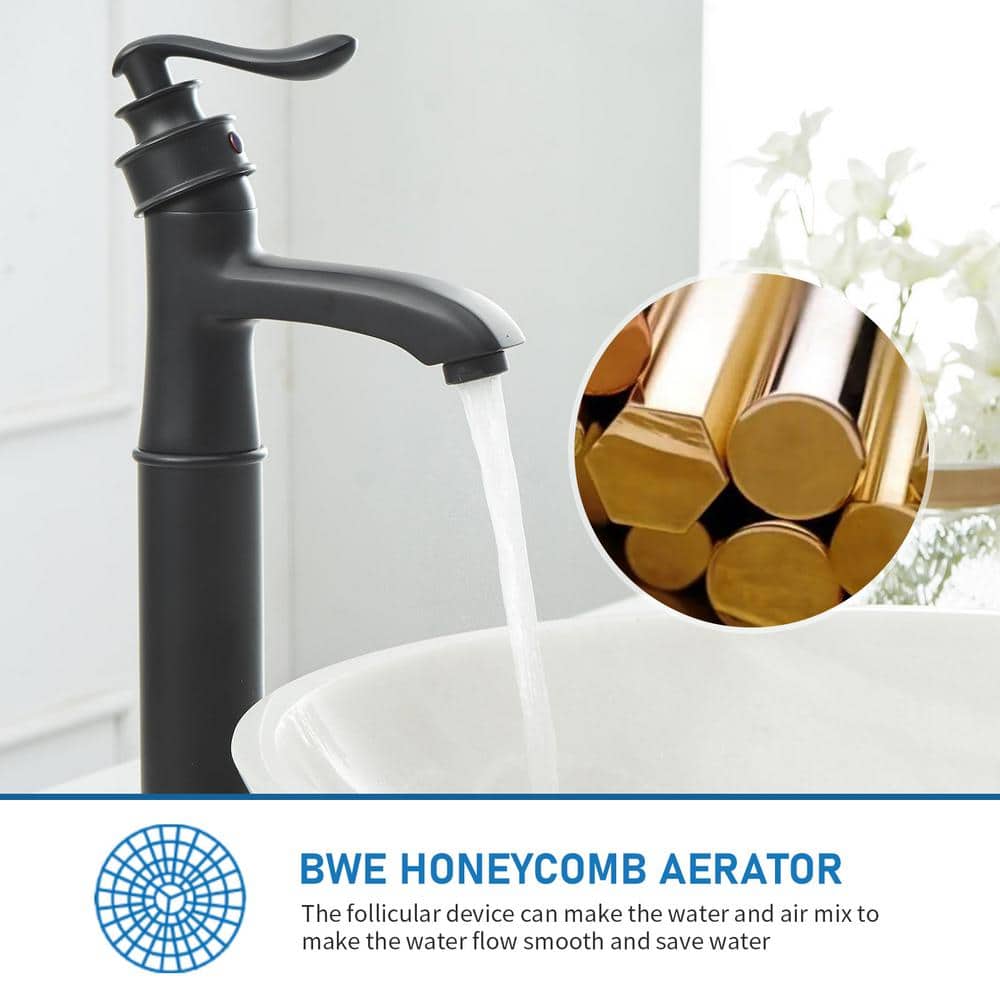 Matte Black Single Handle High Arc Vessel Sink Faucet