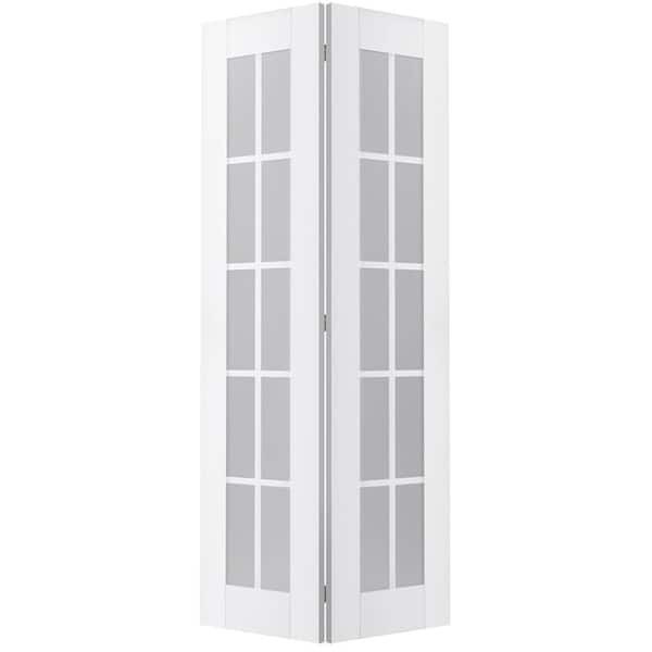 Belldinni Paola 36 in. x 80 in. 10-Lite Frosted Glass Bianco Noble Wood Composite Bi-fold Door
