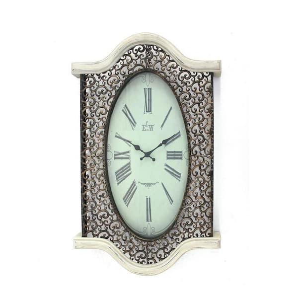 Shabby Chic White Brushed Cut Out Antique Style Wall Clock Elegant Home Decor 