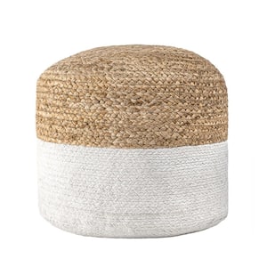 Janis Braided Jute Filled Ottoman Natural Round Pouf