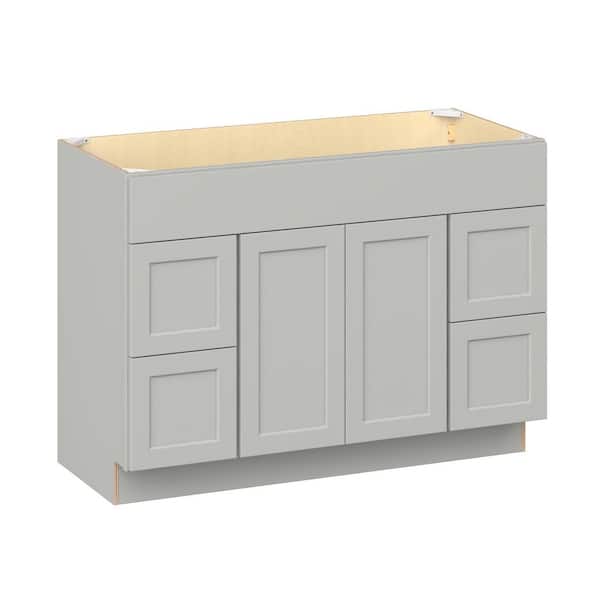 Emerson Whisper Gray Vanity Sink Base with 4-drawer Ready to Assemble Kitchen Cabinet (48 in. W x 34.5 in. H x 21 in. D)