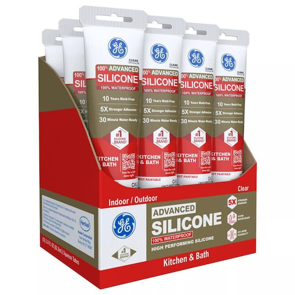 Advanced Silicone 2 Caulk 2.8 oz Kitchen and Bath Sealant Clear (12-pack)