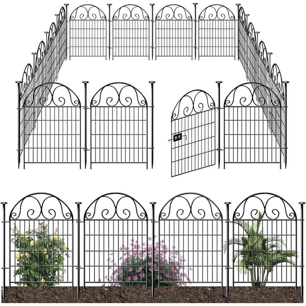 36 in. Black Metal Garden Fence with Gate - 14-Panels (27 in. L), 30.6 ft. Total, Reusable Outdoor Defense price history on PriceWatchPro