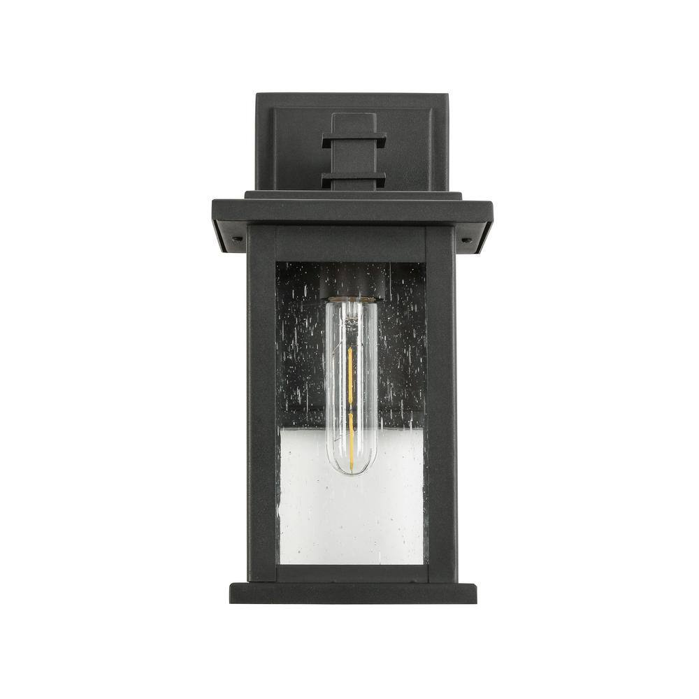 1-Light Black not Motion Sensing Outdoor HardWired Wall Lantern Sconce with