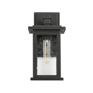 1-Light Black not Motion Sensing Outdoor HardWired Wall Lantern Sconce with No Bulbs Included