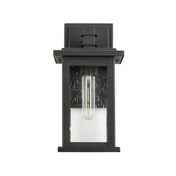Jushua 1-Light Black not Motion Sensing Outdoor HardWired Wall Lantern Sconce with No Bulbs Included