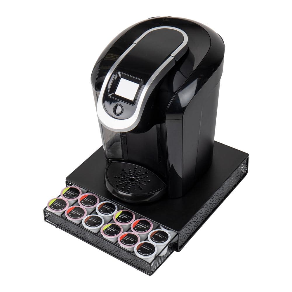 Black Metal Mesh Coffee Pod Drawer with 36-Pod Capacity
