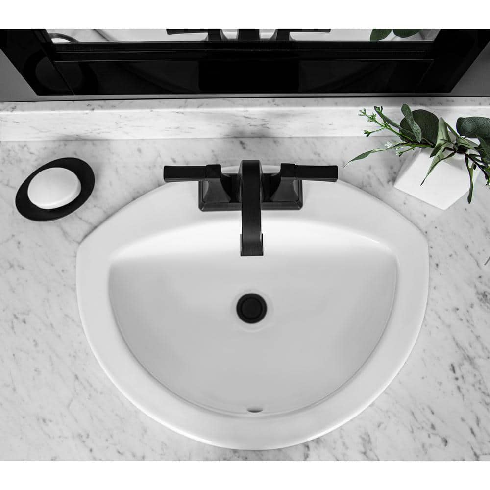 Glacier Bay 21 in. DropIn SemiOval Vitreous China Bathroom Sink in