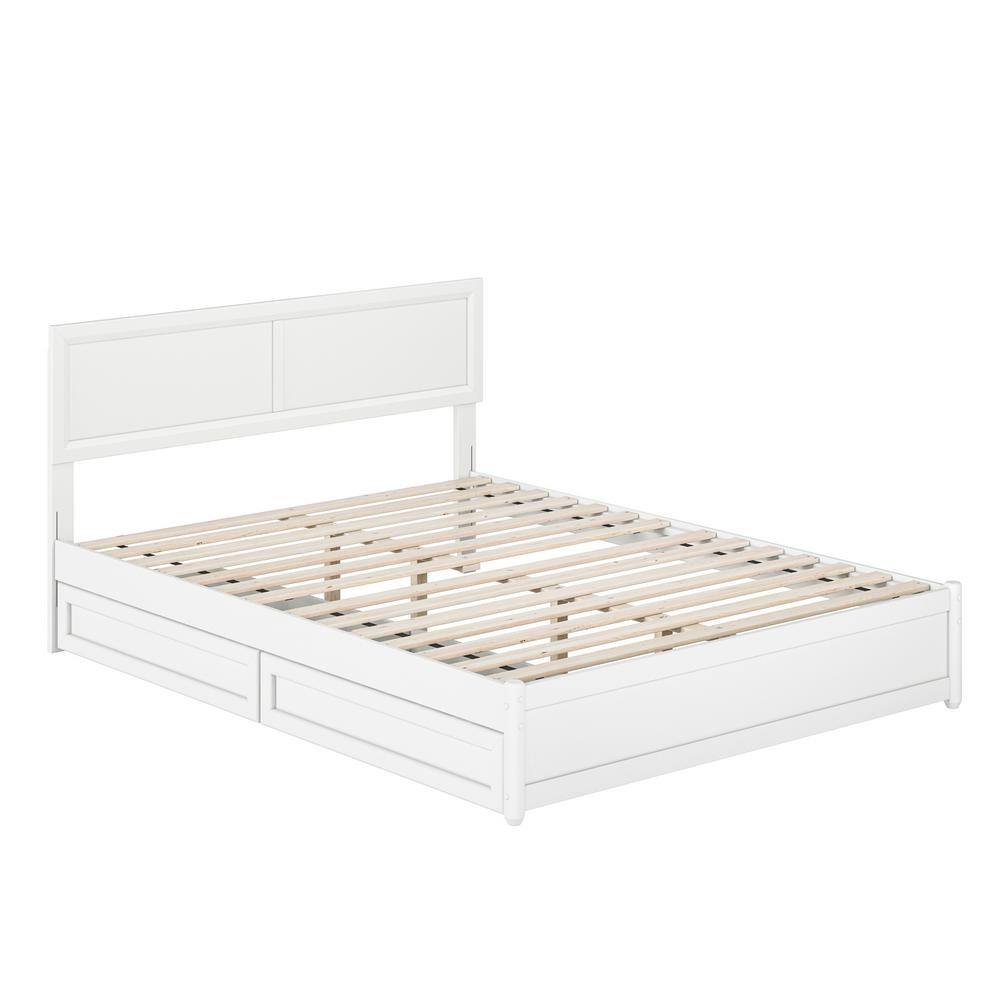 AFI Lylah White Solid Wood Frame Queen Platform Bed with Panel ...