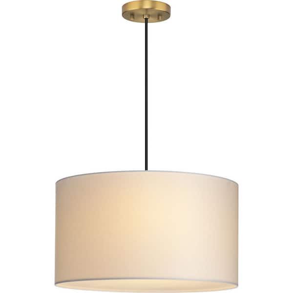 Progress Lighting Markor 3-Light Ecru Linen Transitional Drum Medium Hanging Pendant Light