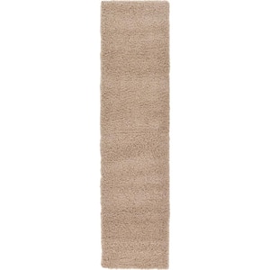 Solid Shag Taupe 10 ft. Runner Rug