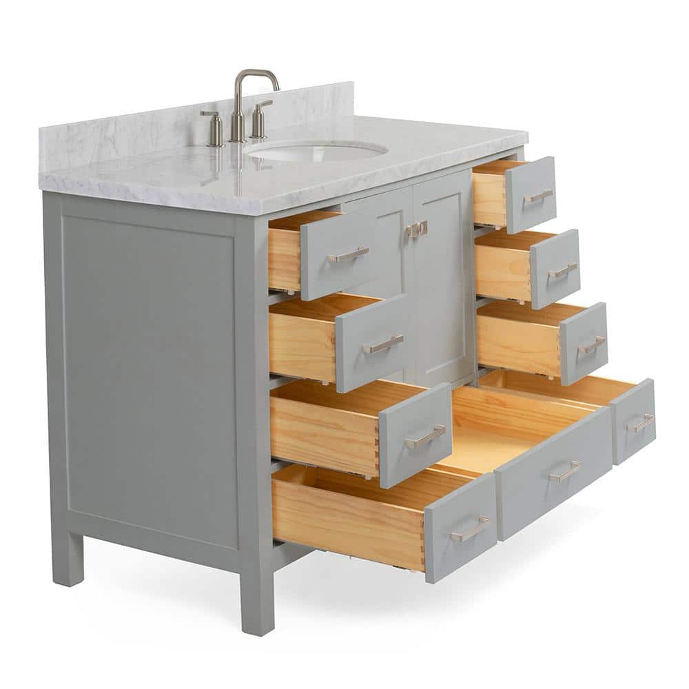 Cambridge 55" Gray Marble Single Basin Vanity Set