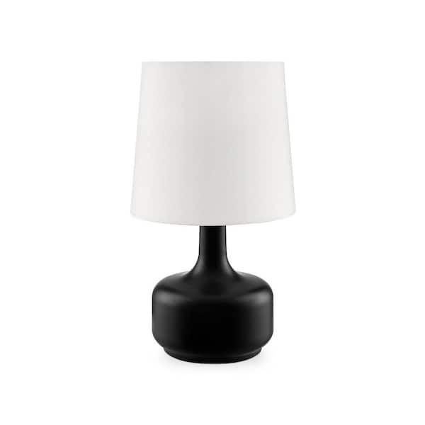 17.25 in. Black Standard Light Bulb Gourd Bedside Table Lamp