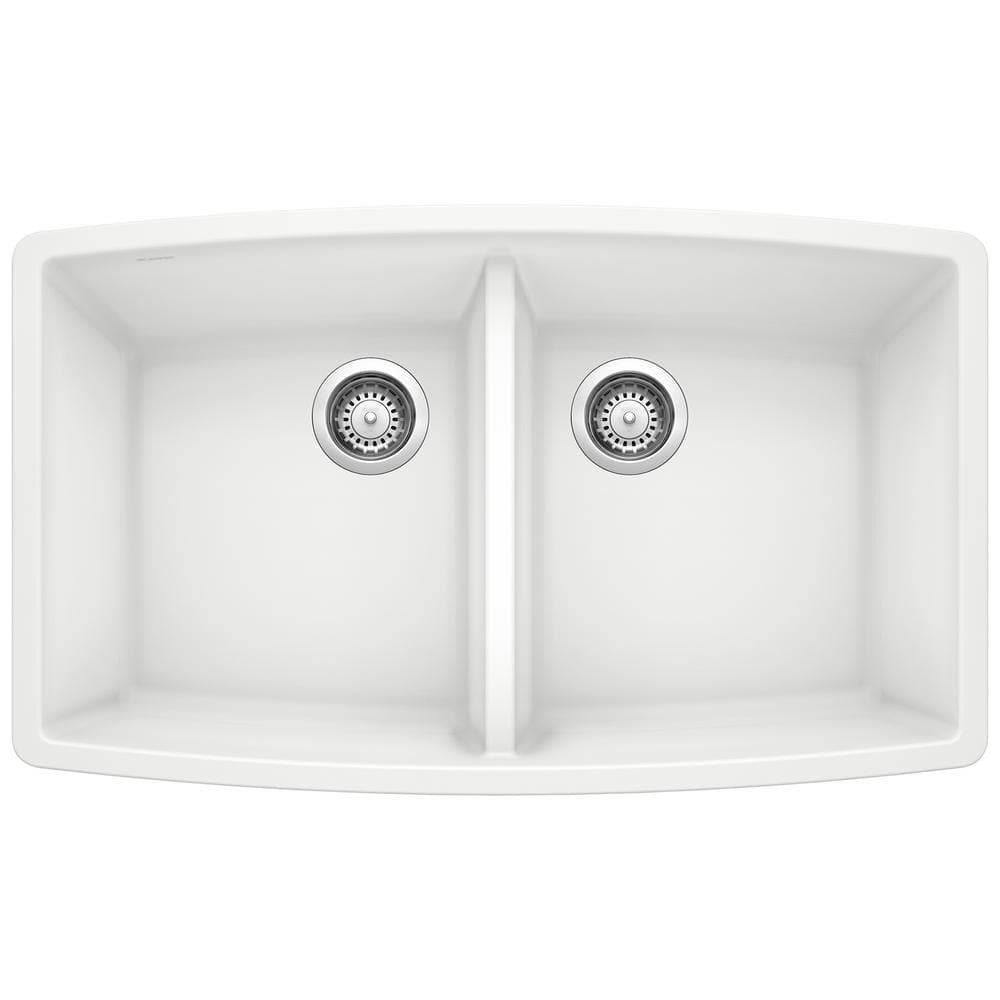 Performa Undermount Granite 33 in. x 20 in. 50/50 Double Bowl Kitchen Sink 
