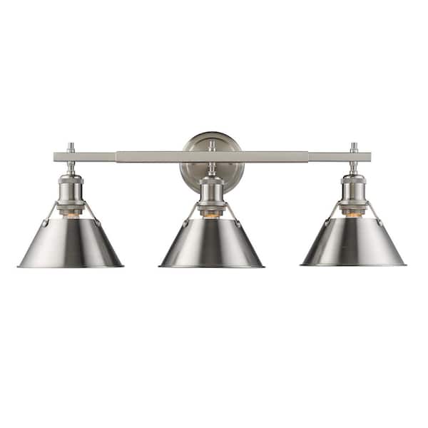 Golden Lighting Orwell PW 3-Light Pewter Bath Light with Pewter Shade