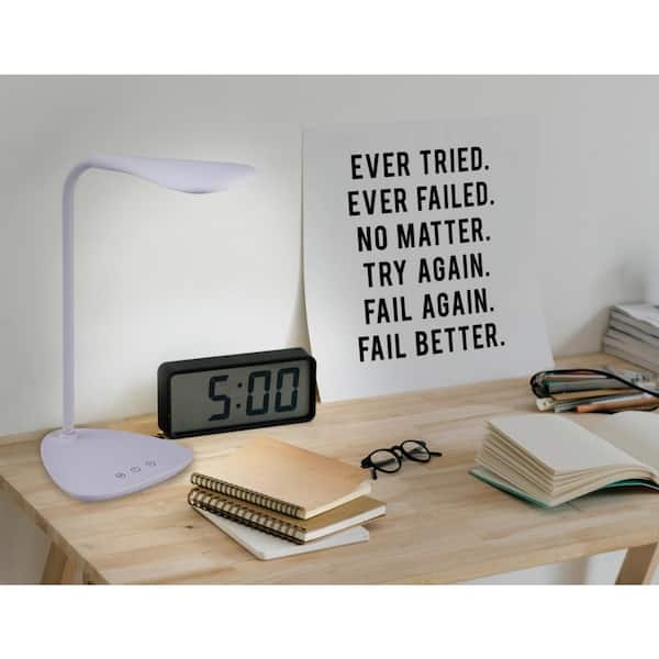 12 in. White LED Desk Lamp with Rechargeable Battery