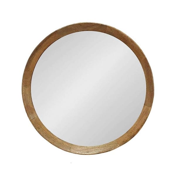 HomeRoots 19.8 in. W x 19.7 in. H Wood Brown Wood Vanity Mirror