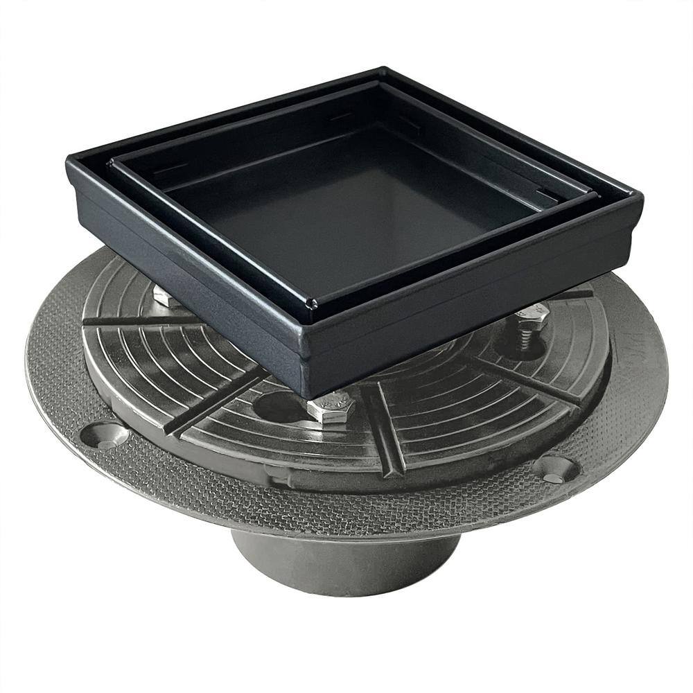 4 in. x 4 in. Stainless Steel Square Shower Drain with Tile-In Pattern Surface and PVC Drain Base, Matte Black price history on PriceWatchPro