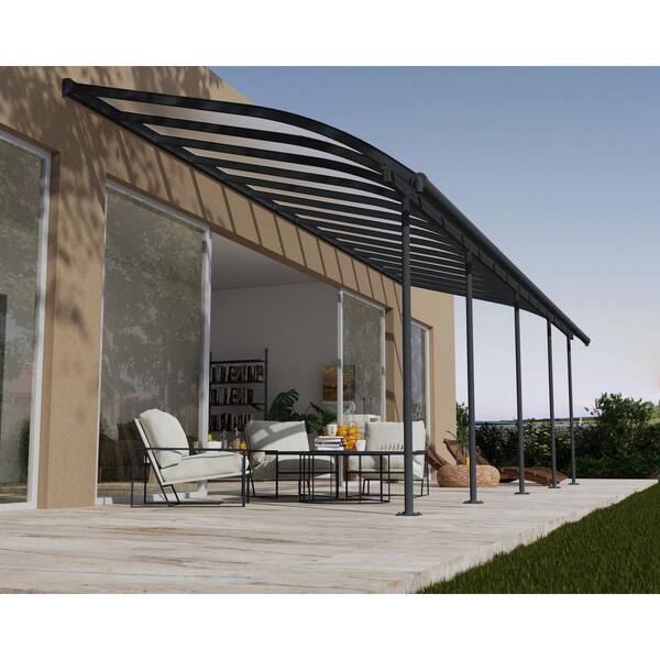 Palram Joya 10 ft. x 28 ft. Grey Patio Cover Awning