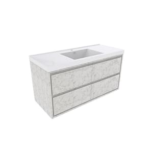 Sage 47 in. W Bath Vanity in Marble White with Reinforced Acrylic Vanity Top in White with White Basin