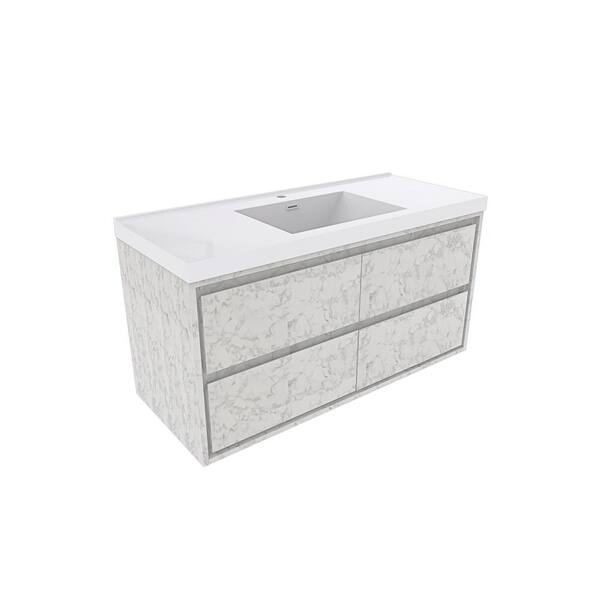 Moreno Bath Sage 47 in. W Bath Vanity in Marble White with Reinforced Acrylic Vanity Top in White with White Basin